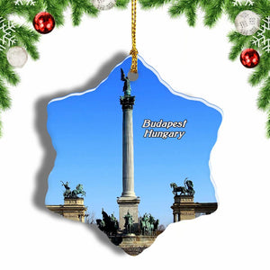 Hungary Heroes' Square Budapest Christmas Ornament 3 Inches Snow