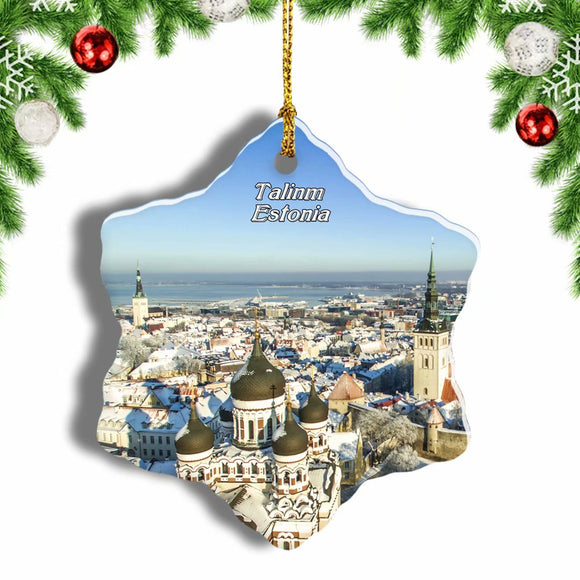 Estonia Winter Tallinn Christmas Ornament 3 Inches Snow