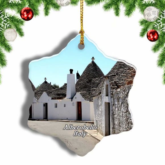 Italy The Trulli of Alberobello Christmas Ornament 3 Inches Snow