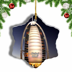 UAE Burj Al Arab Dubai Christmas Ornament 3 Inches Snow