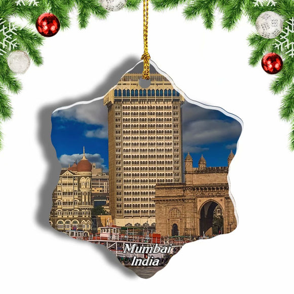 India Mumbai Gateway Christmas Ornament 3 Inches Snow