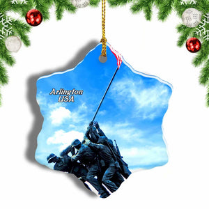 America USA Marine Arlington Christmas Ornament 3 Inches Snow