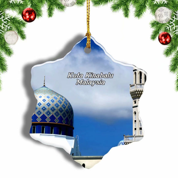 Malaysia Kota Kinabalu City Mosque Sabah Christmas Ornament 3 Inches Snow