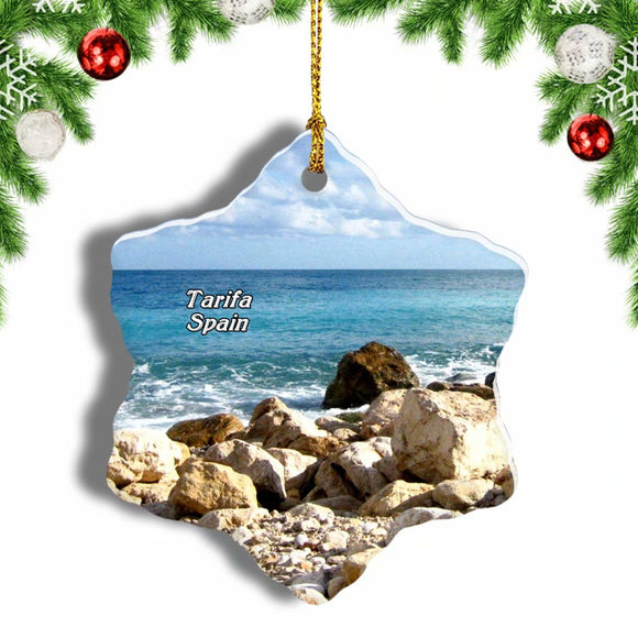 Spain Bologna Beach Tarifa Christmas Ornament 3 Inches Snow