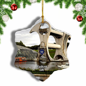 UK England Falkirk Wheel Christmas Ornament 3 Inches Snow