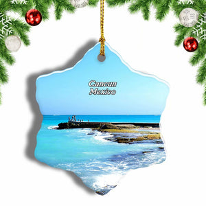 Mexico Cozumel Island Cancun Christmas Ornament 3 Inches Snow