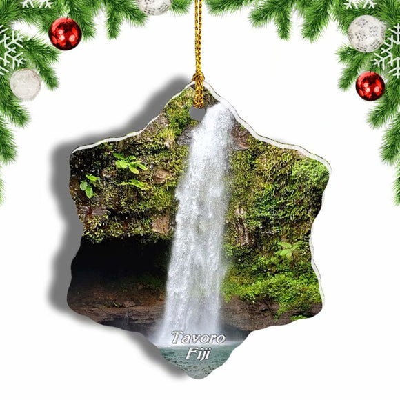 Fiji Tavoro Waterfalls Christmas Ornament 3 Inches Snow