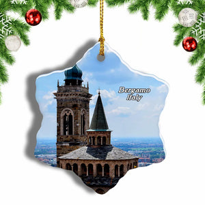 Bergamo Italy Christmas Ornament 3 Inches Snow