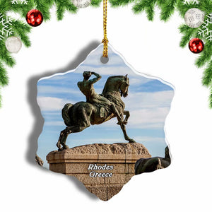 Greece Rhodes Memorial Christmas Ornament 3 Inches Snow