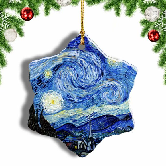 Holland Starry Night Van Gogh Christmas Ornament 3 Inches Snow