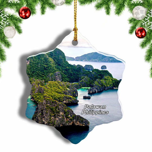 Philippines Seven Island Palawan Christmas Ornament 3 Inches Snow