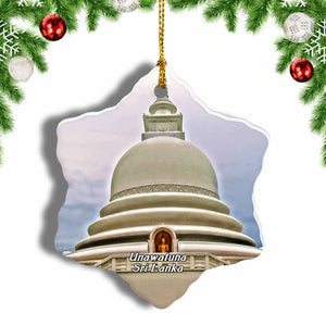 Sri Lanka Japanese Peace Pagoda Unawatuna Christmas Ornament 3 Inches Snow