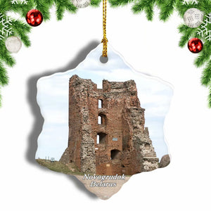 Belarus Castle In Novogrudok Christmas Ornament 3 Inches Snow