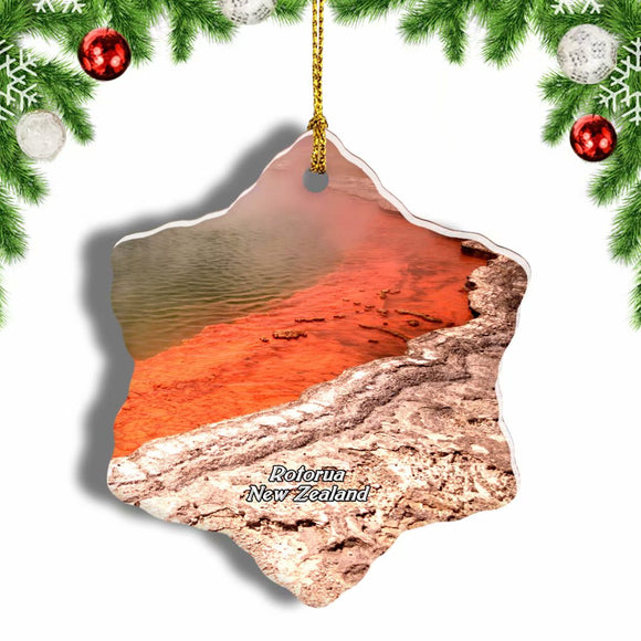 New Zealand Wai-O-Tapu Thermal Wonderland Rotorua Christmas Ornament 3 Inches Snow