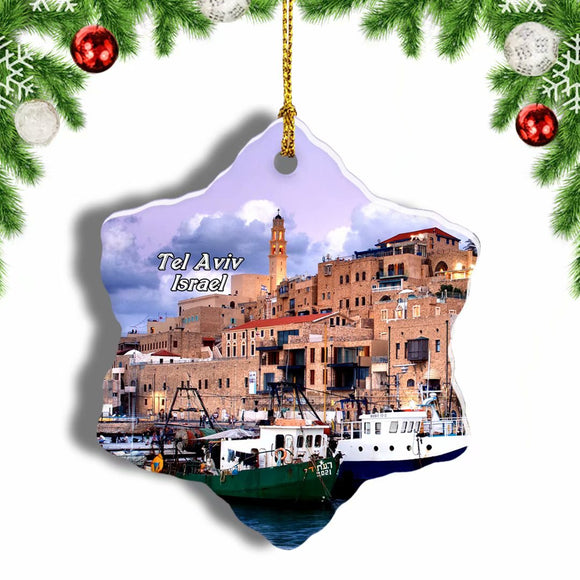 Israel Jaffa Old City Tel Aviv Christmas Ornament 3 Inches Snow