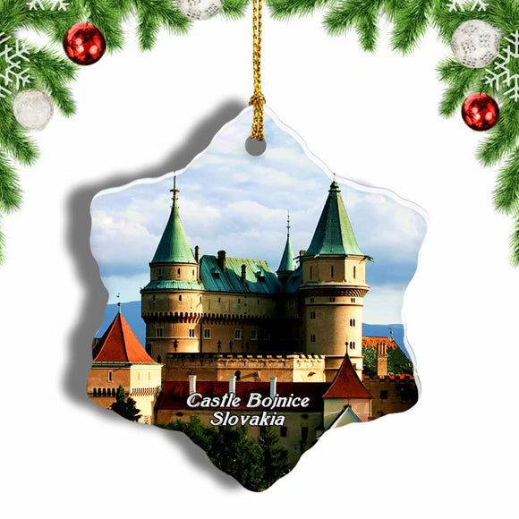 Castle Bojnice Slovakia Christmas Ornament 3 Inches Snow