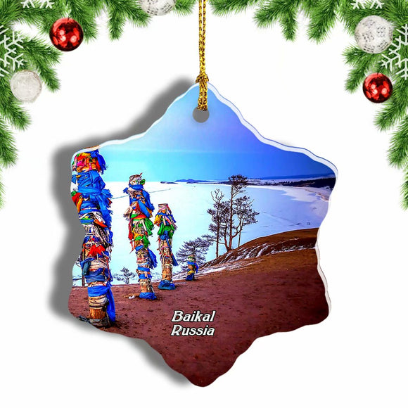 Russia Shamanism Spirituality Baikal Christmas Ornament 3 Inches Snow