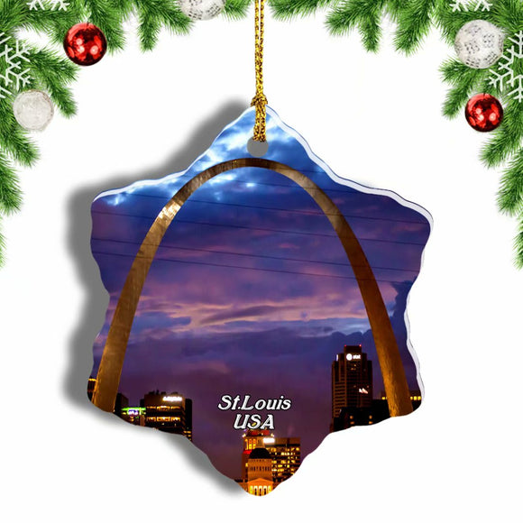 USA America The Gateway Arch St. Louis Christmas Ornament 3 Inches Snow