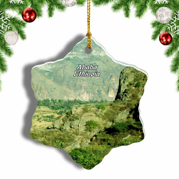 Entoto Hill Addis Ababa Ethiopia Christmas Ornament 3 Inches Snow