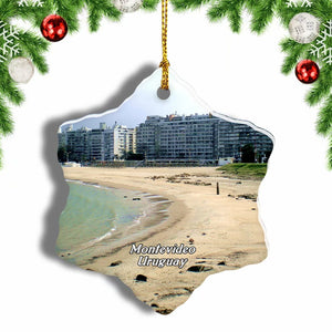 Uruguay Beach Montevideo Christmas Ornament 3 Inches Snow