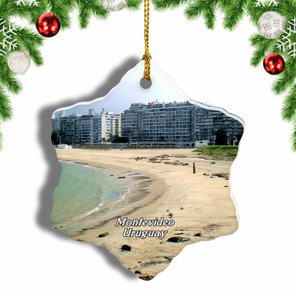 Uruguay Beach Montevideo Christmas Ornament 3 Inches Snow