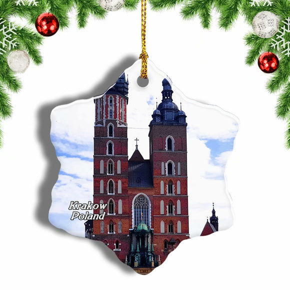 Poland St. Mary's Basilica Krakow Christmas Ornament 3 Inches Snow