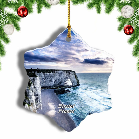 France Etretat Normandy Christmas Ornament 3 Inches Snow