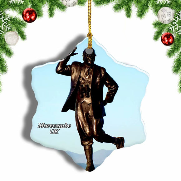 UK England Eric Morecambe Statue Christmas Ornament 3 Inches Snow