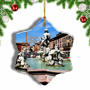 Italy Piazza Navona Rome Christmas Ornament 3 Inches Snow