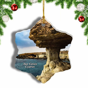 Cyprus Sea Caves Christmas Ornament 3 Inches Snow