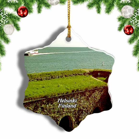 Finland Sea Fortress Suomenlinna Helsinki Christmas Ornament 3 Inches Snow