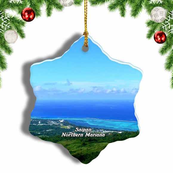 Managaha Island Saipan Northern Mariana USA Christmas Ornament 3 Inches Snow