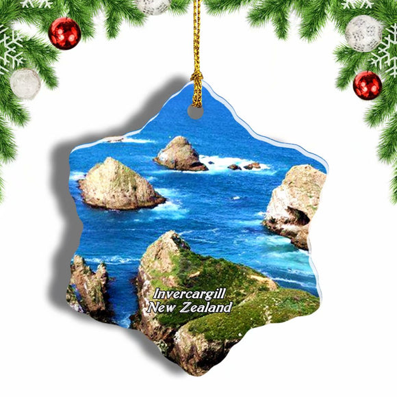 New Zealand Invercargill Christmas Ornament 3 Inches Snow