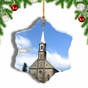 Brazil Cathedral Gramado Christmas Ornament 3 Inches Snow