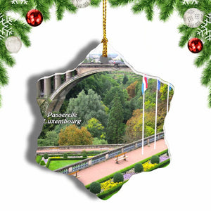 Luxembourg Passerelle Christmas Ornament 3 Inches Snow