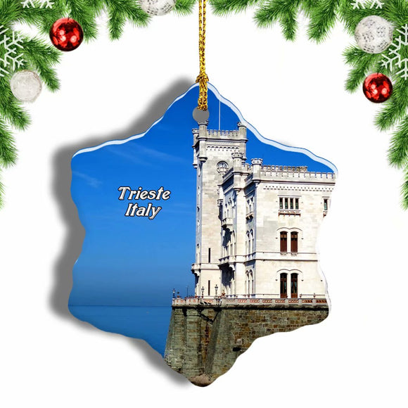 Italy Miramare Castle Trieste Christmas Ornament 3 Inches Snow