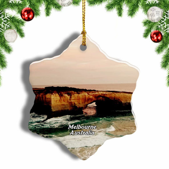 Australia Beach Melbourne Christmas Ornament 3 Inches Snow