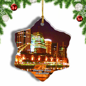 Puerto Madero Buenos Aires Argentina Christmas Ornament 3 Inches Snow