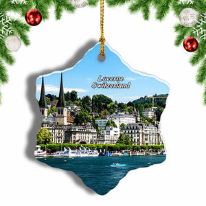 Switzerland Lake Lucerne Christmas Ornament 3 Inches Snow