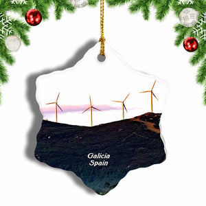 Spain Galicia Windmills Christmas Ornament 3 Inches Snow