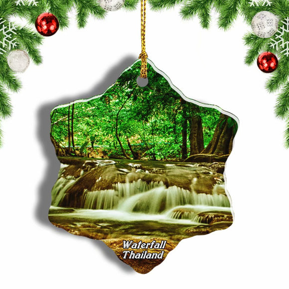 Thailand Waterfall Forest Christmas Ornament 3 Inches Snow