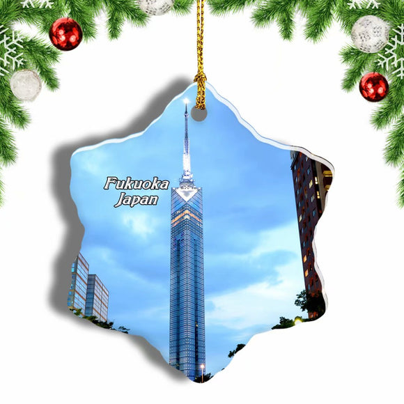 Japan Fukuoka Tower Christmas Ornament 3 Inches Snow