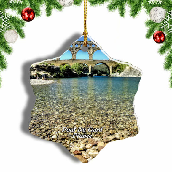 France Pont Du Gard Christmas Ornament 3 Inches Snow