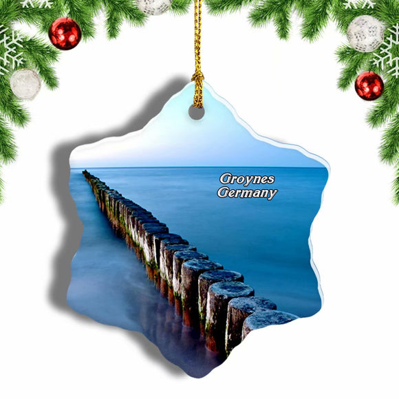 Germany Groynes Baltic Sea Christmas Ornament 3 Inches Snow