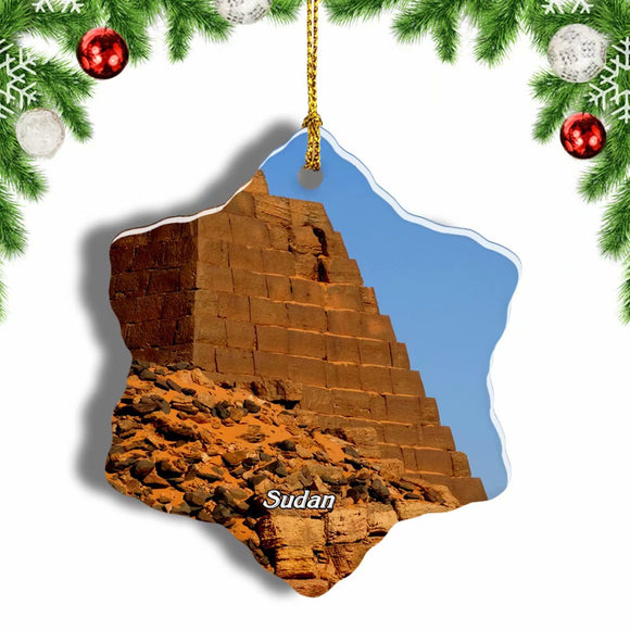 Meroe Pyramids Sudan Christmas Ornament 3 Inches Snow