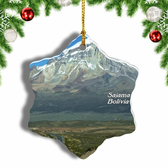 Bolivia Sajama Volcano Christmas Ornament 3 Inches Snow