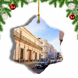 Arequipa City Street Peru Christmas Ornament 3 Inches Snow