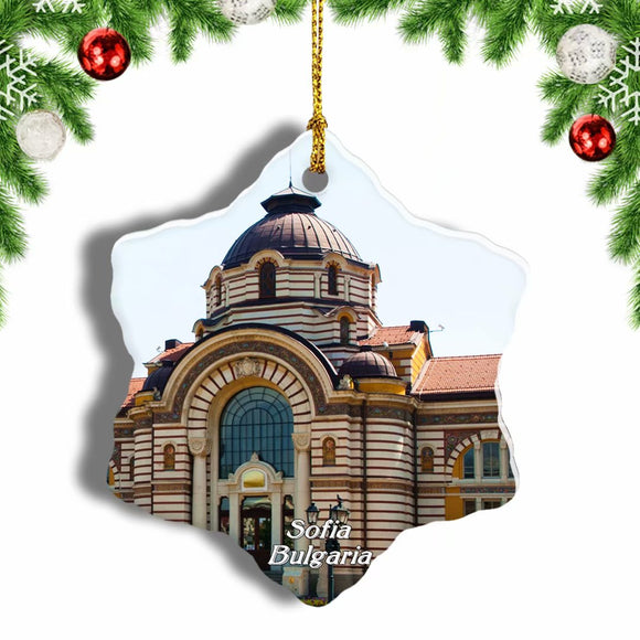 Bulgaria Sofia Bathing House Christmas Ornament 3 Inches Snow