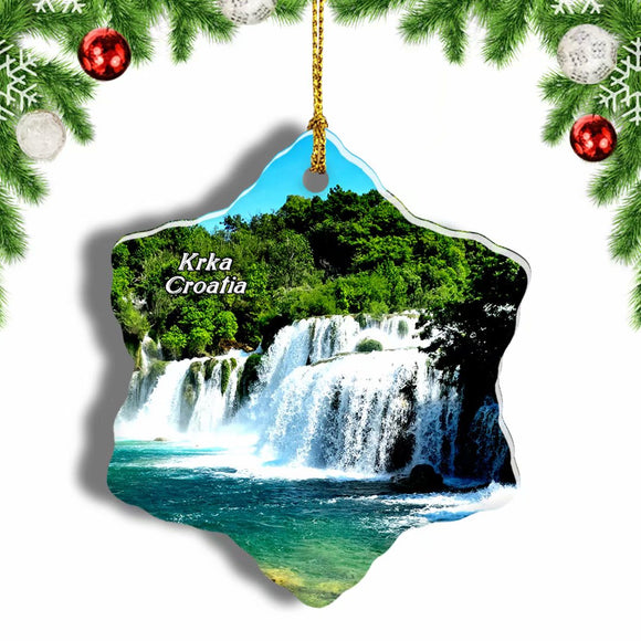 Croatia Krka Waterfall Christmas Ornament 3 Inches Snow