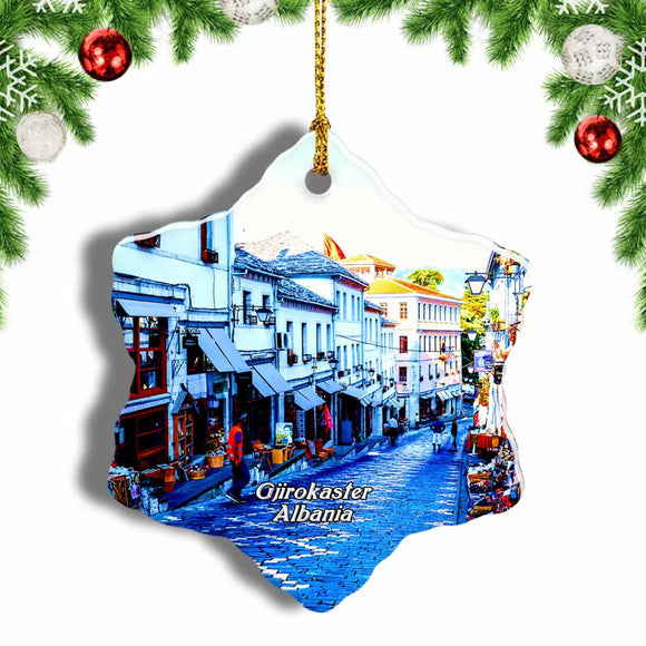 Gjirokaster Albania Christmas Ornament 3 Inches Snow